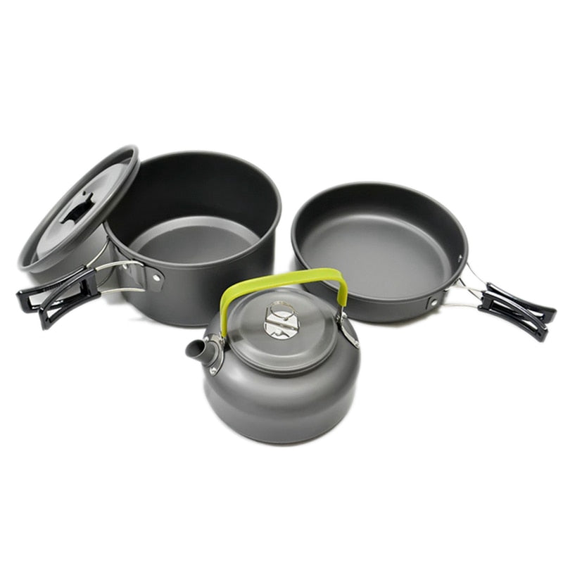 Ustensiles De Cuisine 3 pièces Portable Antiadhésif En Alliage D'aluminium Camping Cuisson Théière Pique-Nique Vaisselle Bouilloire Pot Poêle À Frire - Mabelle Magasin