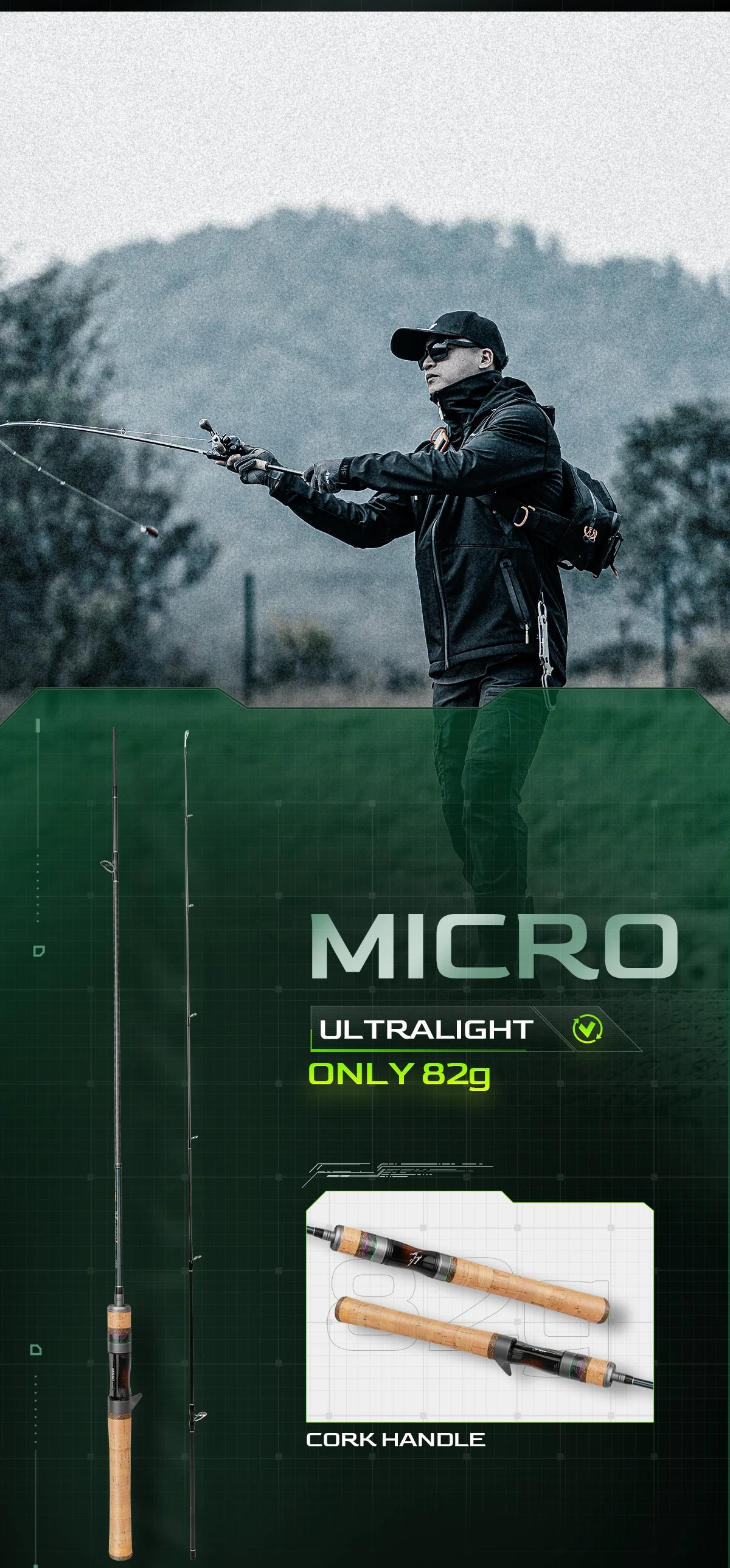 Canne à Pêche HANDING Magic L Spinning Casting 1.98 - 2.44M UL/L/ML/MH/M 2 PCS MF/F Poids Leurre 1.5-40G - Mabelle Magasin