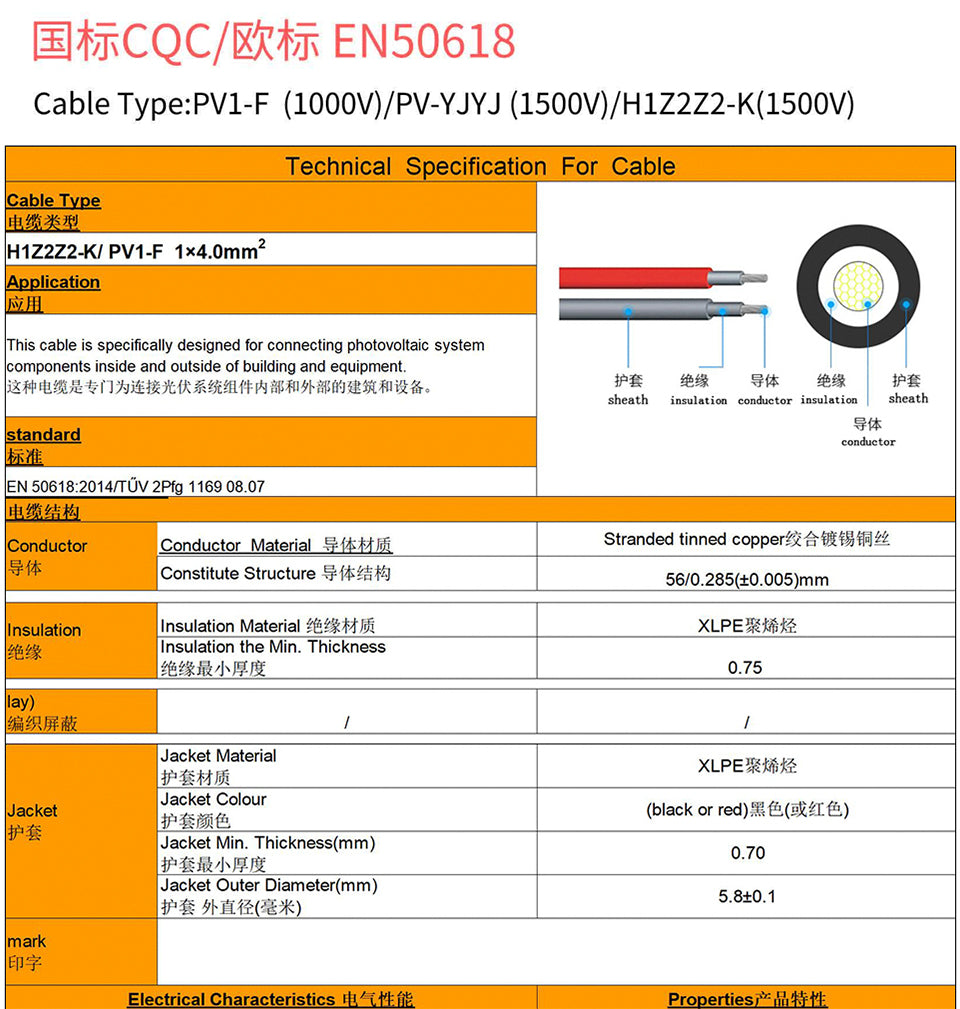 Câble solaire panneaux photovoltaïques noir + rouge, 2.5/4/6 mm², avec rallonge mâle et femelle, prise américaine, connecteurs de fils 10/12/14 AWG, livraison gratuite - Mabelle Magasin