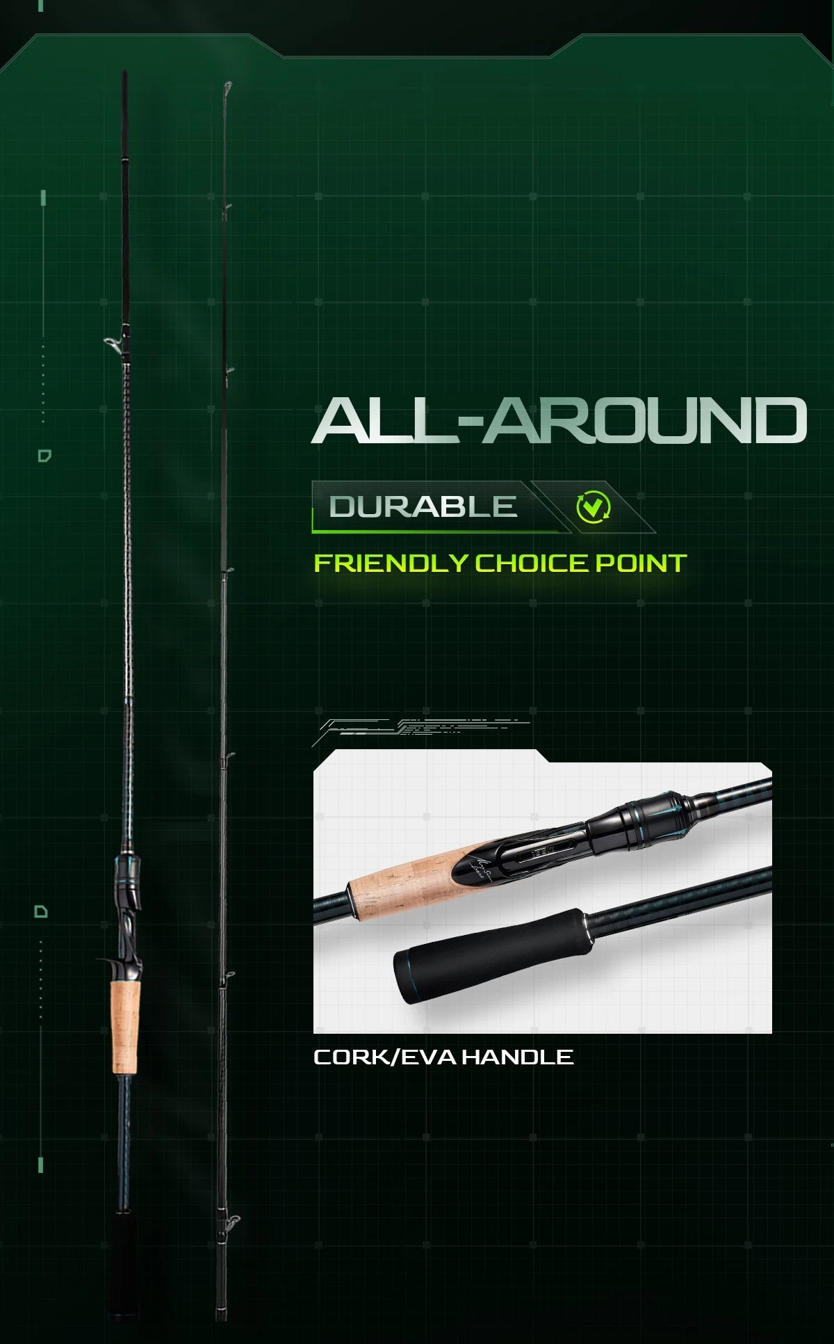 Canne à Pêche HANDING Magic L Spinning Casting 1.98 - 2.44M UL/L/ML/MH/M 2 PCS MF/F Poids Leurre 1.5-40G - Mabelle Magasin