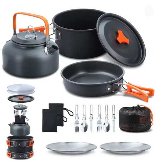 Ustensiles De Cuisine 3 pièces Portable Antiadhésif En Alliage D'aluminium Camping Cuisson Théière Pique-Nique Vaisselle Bouilloire Pot Poêle À Frire - Mabelle Magasin