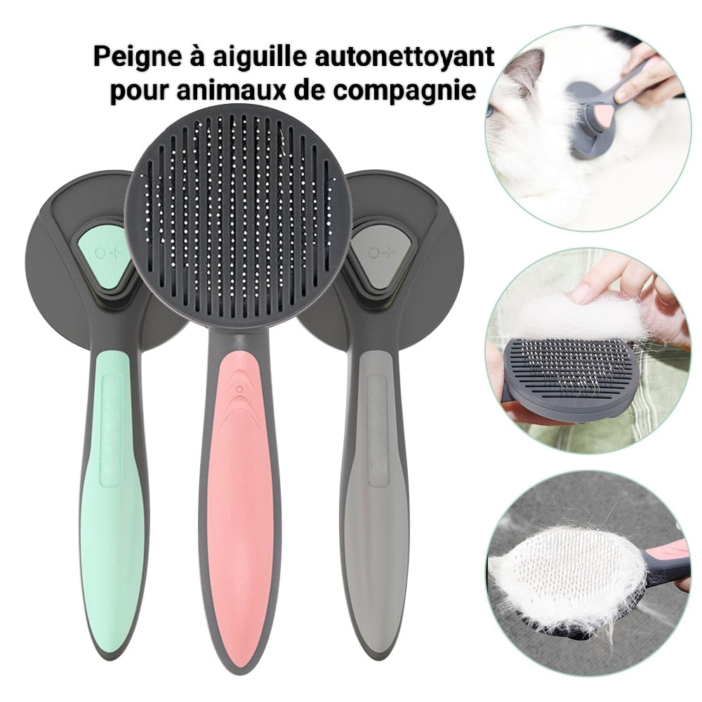 Brosses de Toilettage pour Chats et Chiens, Autonettoyante,La Brosse Enlève les Poils en Un Clic - Mabelle Magasin