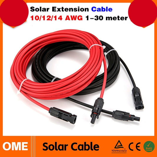 Câble solaire panneaux photovoltaïques noir + rouge, 2.5/4/6 mm², avec rallonge mâle et femelle, prise américaine, connecteurs de fils 10/12/14 AWG, livraison gratuite - Mabelle Magasin
