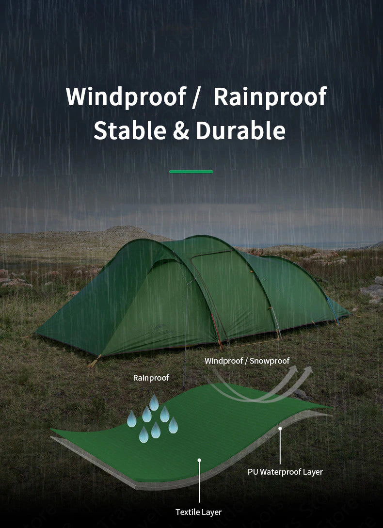 Nouvelle tente de Camping 2-3-4 personnes tente familiale ultralégère 4 saisons 15D/20D/210T tente en tissu Camping randonnée - Mabelle Magasin