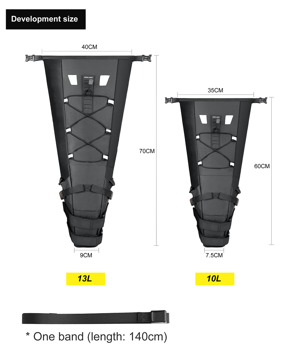 Sac pour vélo étanche et support de fixation 10L ou 13L (en fonction des variants) et stabilisateur support de montage à l' arrière sac de vélo - Mabelle Magasin