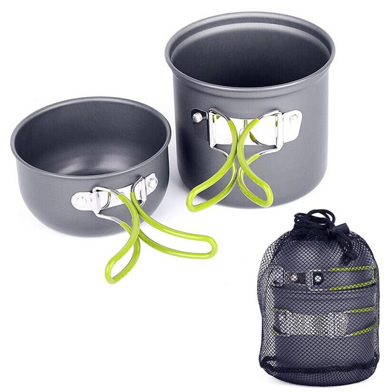 Kit vaisselle de camping, ensemble pour la cuisine facile, cuillère pliable, fourchette, couteau, bouilloire, tasse, pour 1-2 personnes - Mabelle Magasin