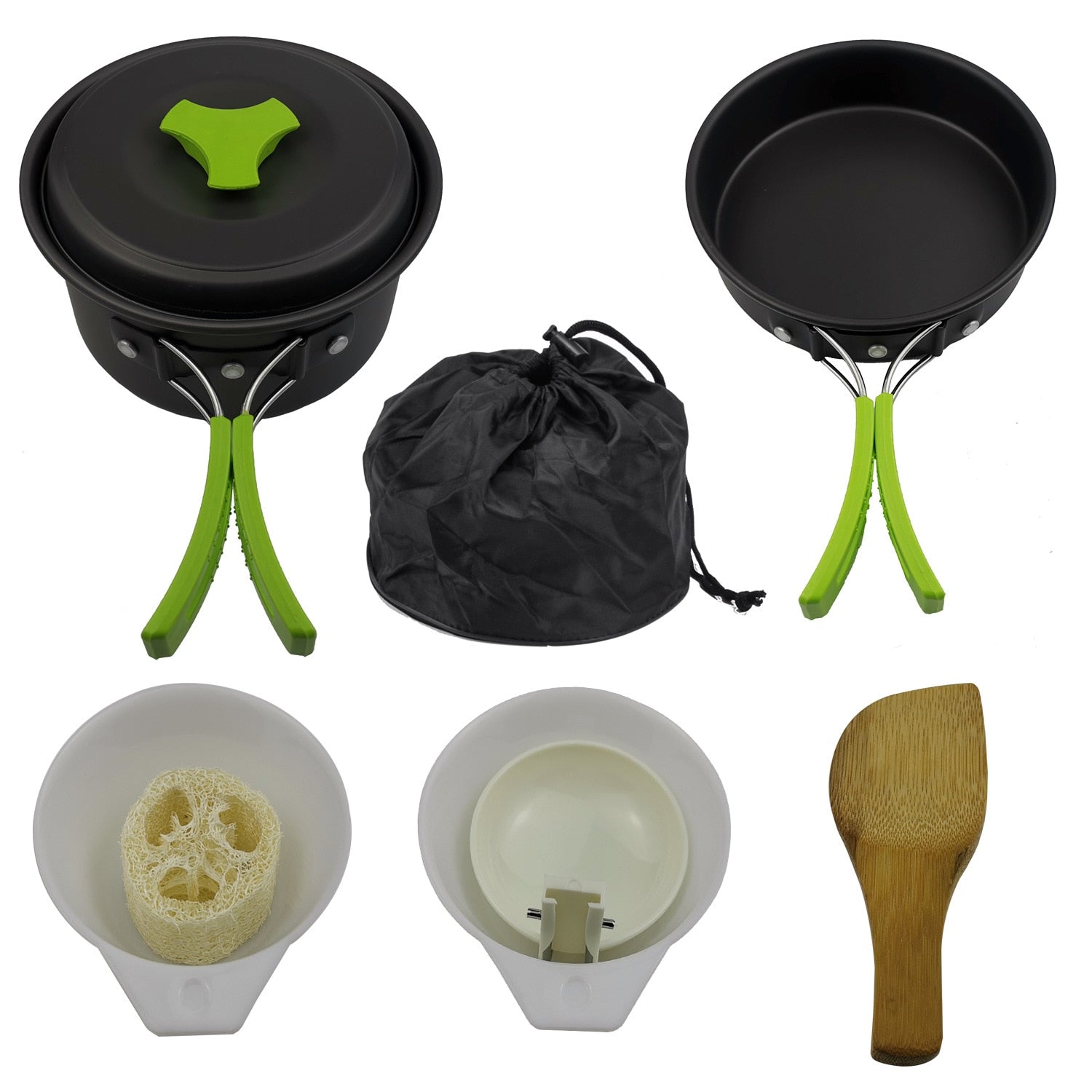 Kit vaisselle de camping, ensemble pour la cuisine facile, cuillère pliable, fourchette, couteau, bouilloire, tasse, pour 1-2 personnes - Mabelle Magasin
