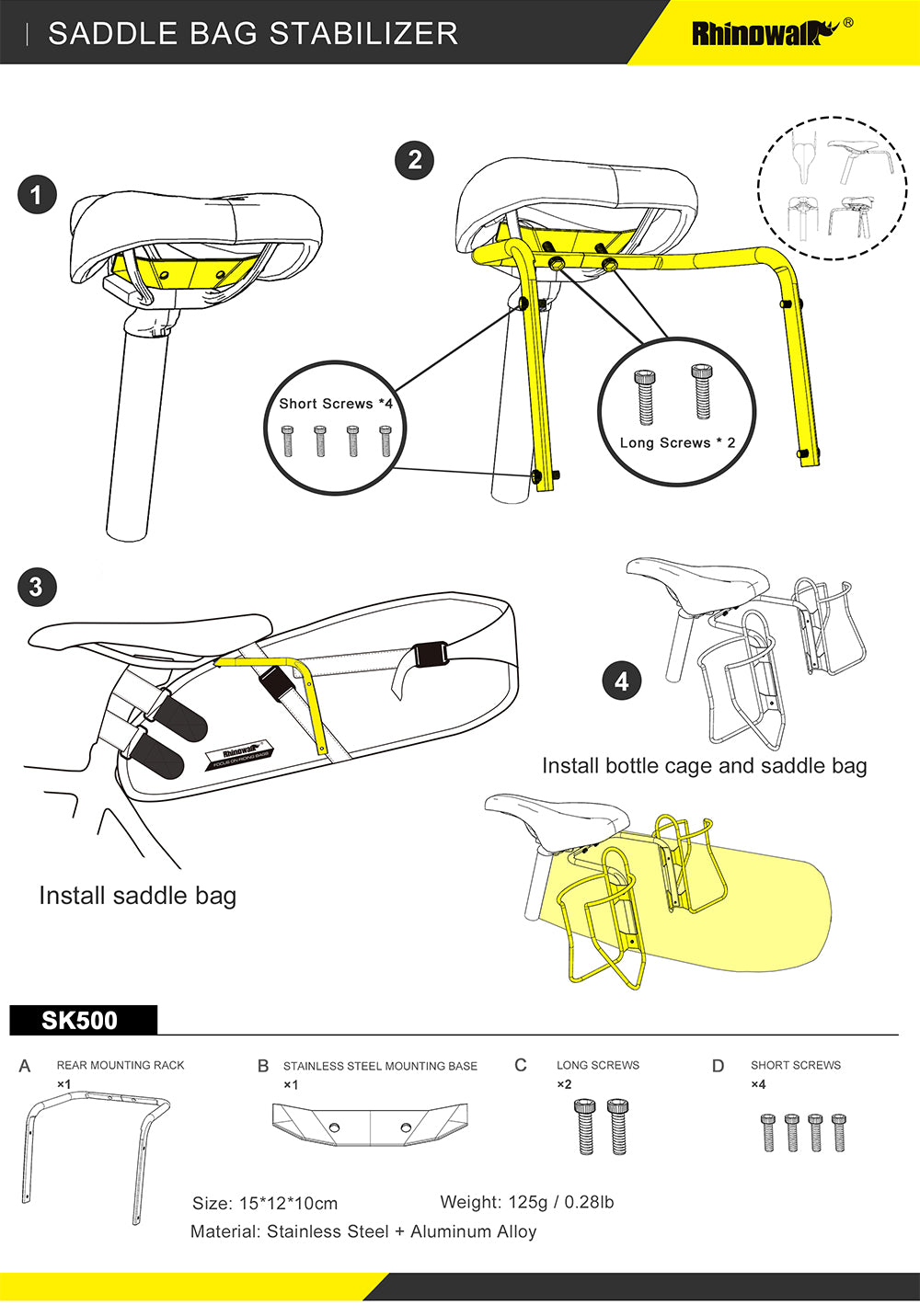 Sac pour vélo étanche et support de fixation 10L ou 13L (en fonction des variants) et stabilisateur support de montage à l' arrière sac de vélo - Mabelle Magasin