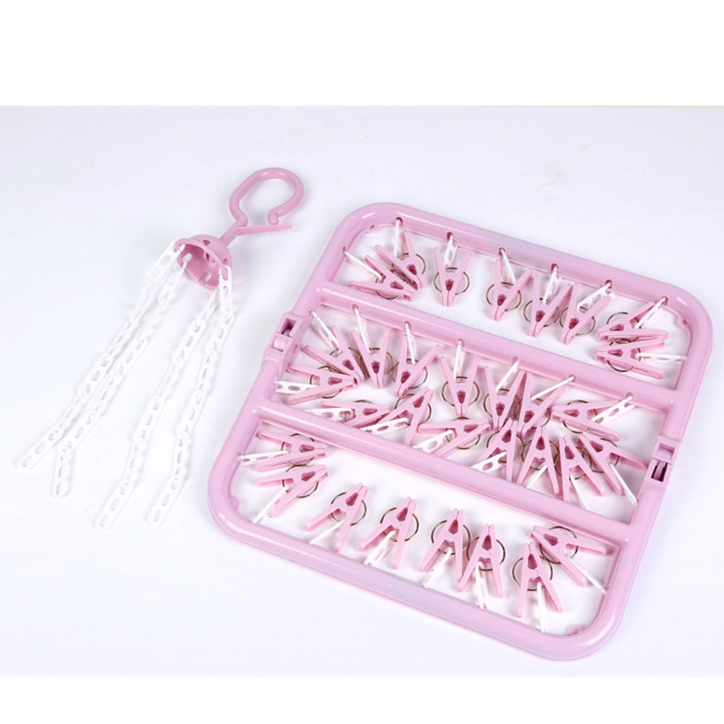 Etendoir Enfants Adultes Sèche-Vêtements Coupe-Vent Anti-Chute Chassettes 36 Clips Sous-Vêtements Étendoir En Pulastique - Mabelle Magasin