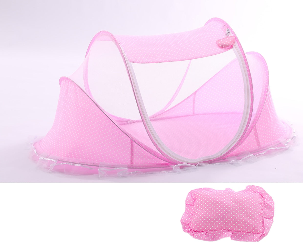 Destock Lit bébé avec moustiquaire pliante lit, matelas et oreiller (trois pièces) pour les enfants de 0 à 3 ans - Mabelle Magasin