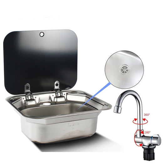 Évier pour camping car, van aménagé, fourgon. Haute qualité, couvercle en verre trempé, - Mabelle Magasin