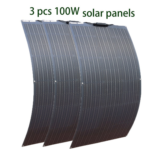 Kit de panneaux solaires 100W 200W 300W 400W ou panneaux solaire mono photovoltaïque Flexible 18V, panneaux solaires à haute efficacité 12V 24V - Mabelle Magasin