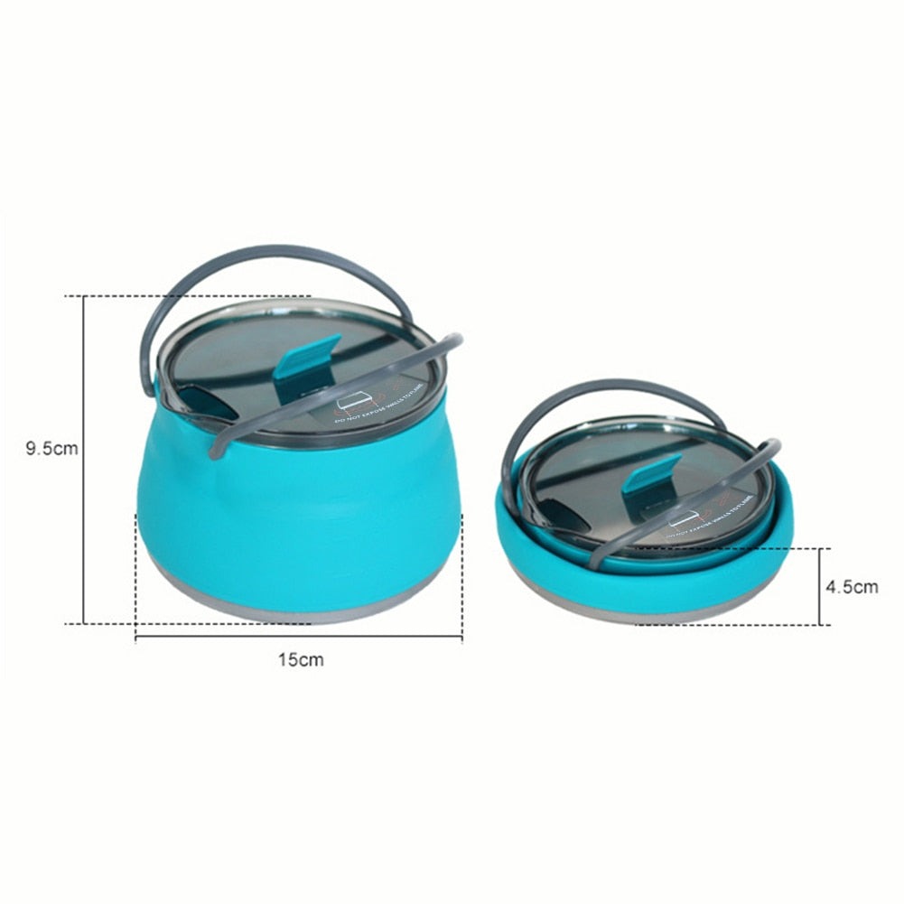 Bouilloire Portable de Camping Portable en Silicone 1L, Bouilloires Pliante et pratique, Pliable théière, Bouilloire de Camp 1L - Mabelle Magasin