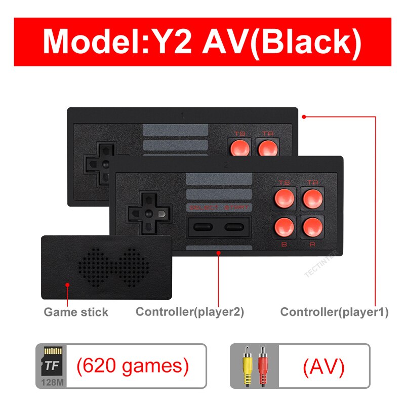 Console de jeux avec plus de 620 jeux. Lecteur de jeu 8 bits. Console de jeu portable Double Manettes sans fil Sortie  TV HDMI OU AV - Mabelle Magasin