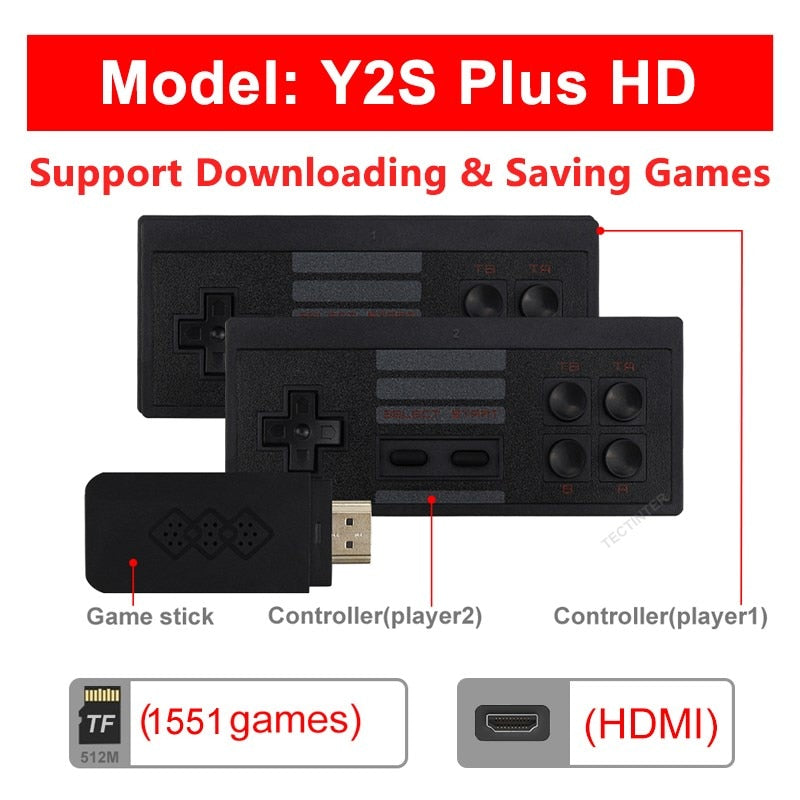 Console de jeux avec plus de 620 jeux. Lecteur de jeu 8 bits. Console de jeu portable Double Manettes sans fil Sortie  TV HDMI OU AV - Mabelle Magasin