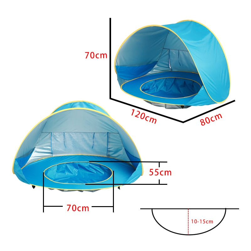 Tente De Plage pour bebe et Tentes pour Le Camping Étanche Pop Up Anti UV, Piscine a Ballon - Mabelle Magasin