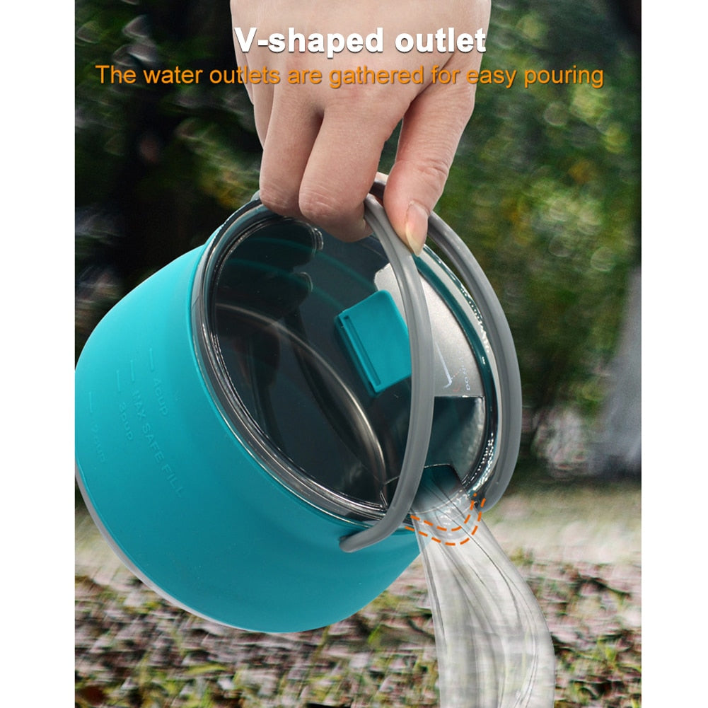 Bouilloire Portable de Camping Portable en Silicone 1L, Bouilloires Pliante et pratique, Pliable théière, Bouilloire de Camp 1L - Mabelle Magasin