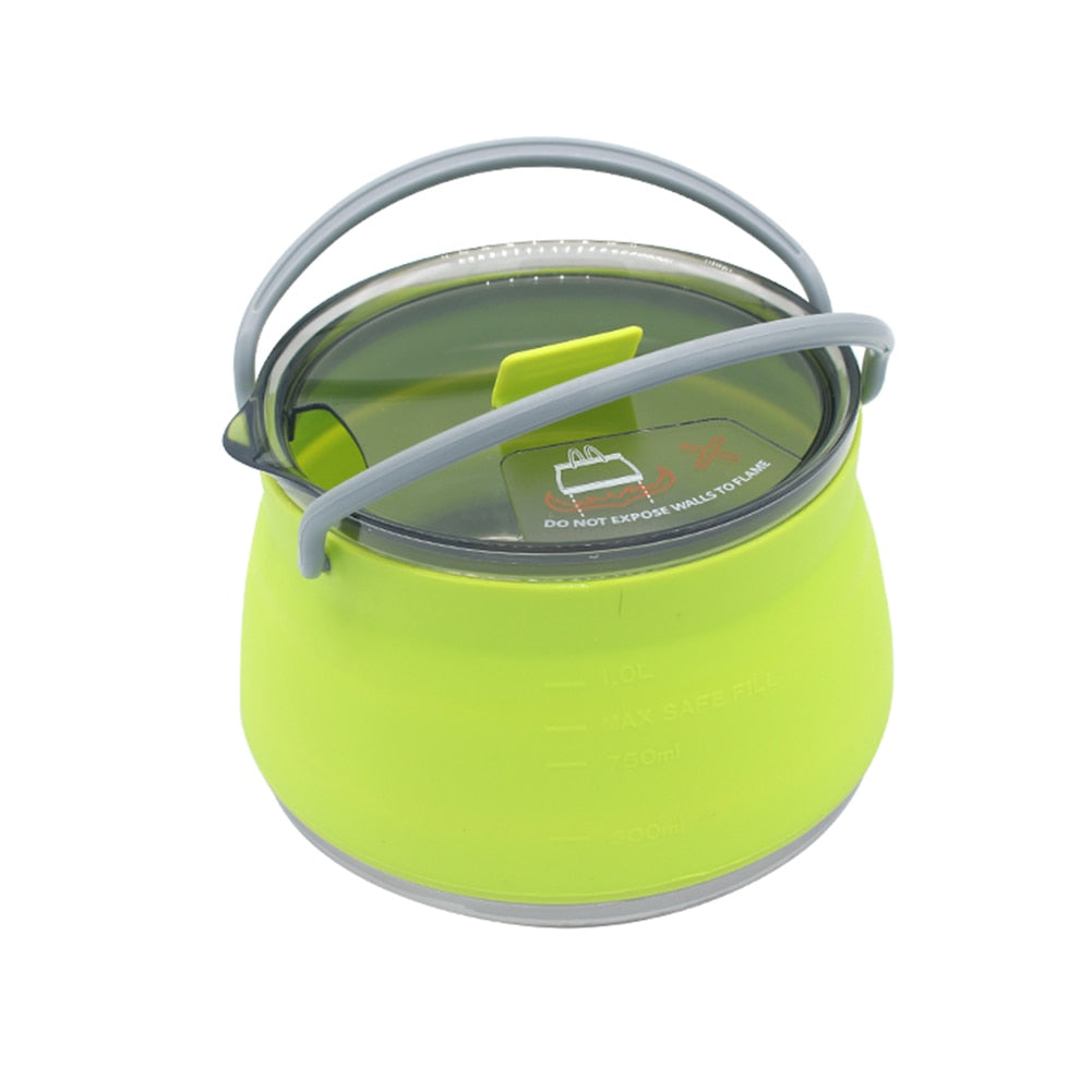 Bouilloire Portable de Camping Portable en Silicone 1L, Bouilloires Pliante et pratique, Pliable théière, Bouilloire de Camp 1L - Mabelle Magasin