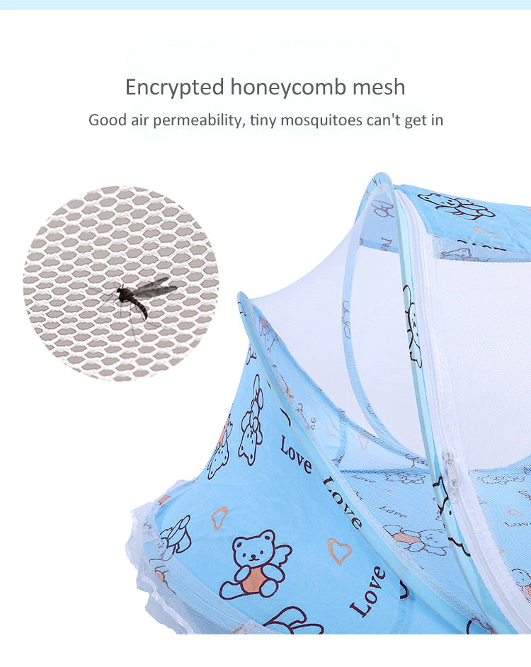 Lit bébé avec moustiquaire pliante  lit, matelas et oreiller (trois pièces) pour les enfants de 0 à 3 ans - Mabelle Magasin