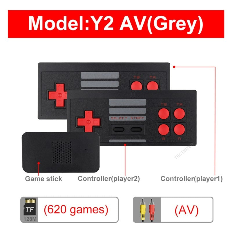 Console de jeux avec plus de 620 jeux. Lecteur de jeu 8 bits. Console de jeu portable Double Manettes sans fil Sortie  TV HDMI OU AV - Mabelle Magasin