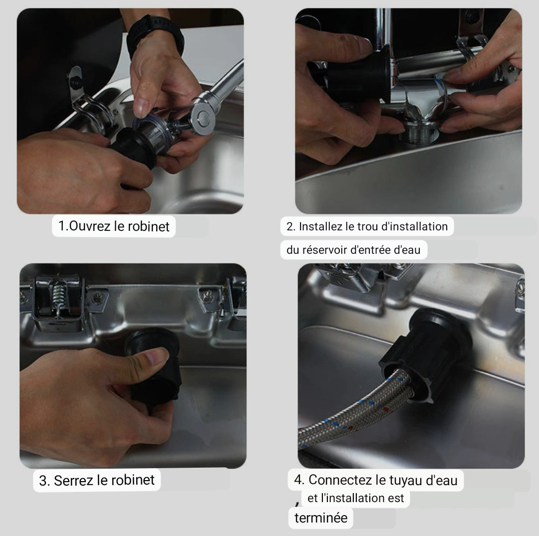 Évier pour camping car, van aménagé, fourgon. Haute qualité, couvercle en verre trempé, - Mabelle Magasin