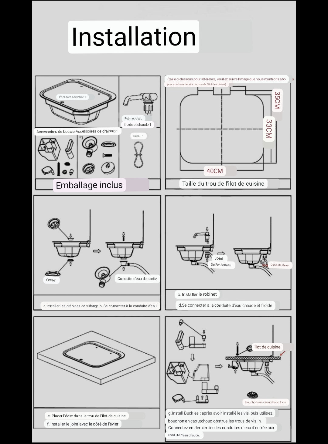Évier pour camping car, van aménagé, fourgon. Haute qualité, couvercle en verre trempé, - Mabelle Magasin