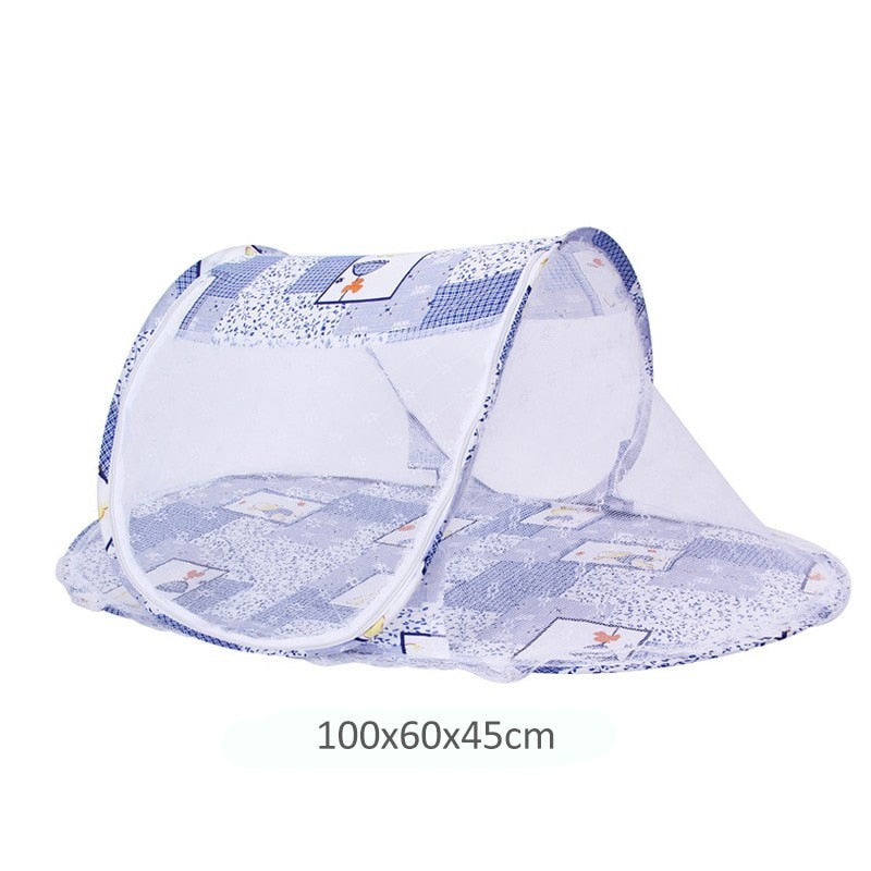 Lit bébé avec motifs et moustiquaire pliante lit, matelas et oreiller (trois pièces) pour les enfants de 0 à 3 ans - Mabelle Magasin