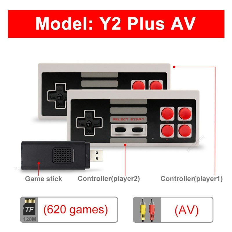 Console de jeux avec plus de 620 jeux. Lecteur de jeu 8 bits. Console de jeu portable Double Manettes sans fil Sortie  TV HDMI OU AV - Mabelle Magasin