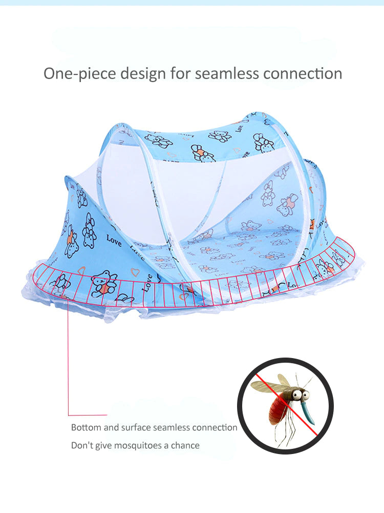 Lit bébé avec moustiquaire pliante  lit, matelas et oreiller (trois pièces) pour les enfants de 0 à 3 ans - Mabelle Magasin