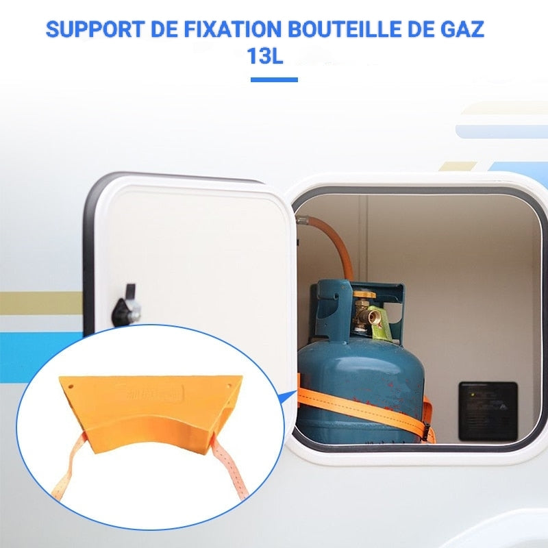 Support de fixation pour bouteille de gaz 13kg Anti-secousse matériau ABS (plastique) ceinture en Nylon accessoires de camping-car caravane van aménagé fourgon aménagé - Mabelle Magasin